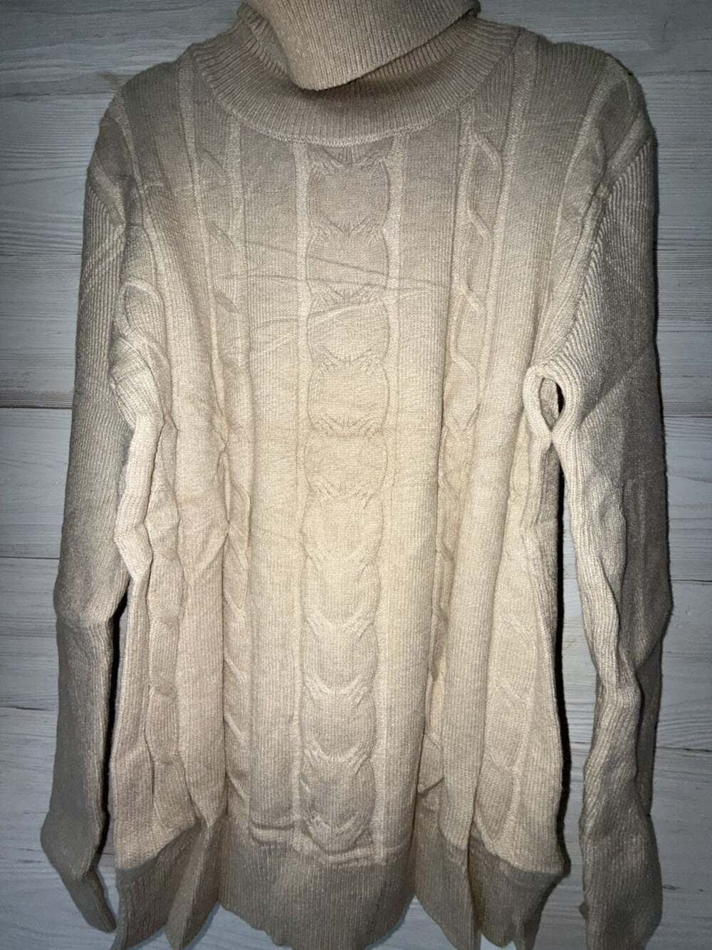 Imily Bela Cable Knit Turtleneck Sweater Beige Size S